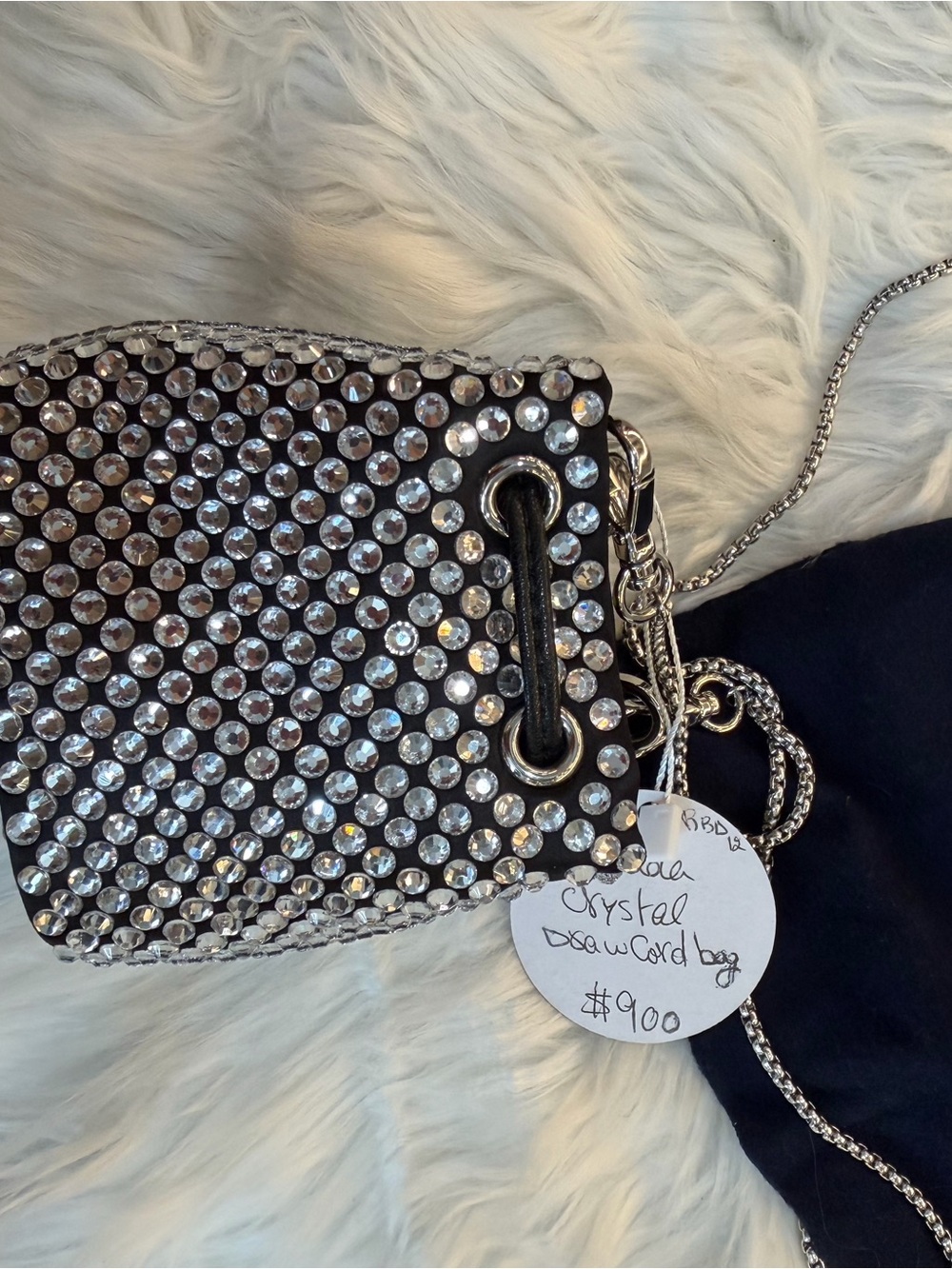 PRADA SATIN CRYSTAL MINI DRAWCORD POUCH SHOULDER BAG - Picture 5 of 10